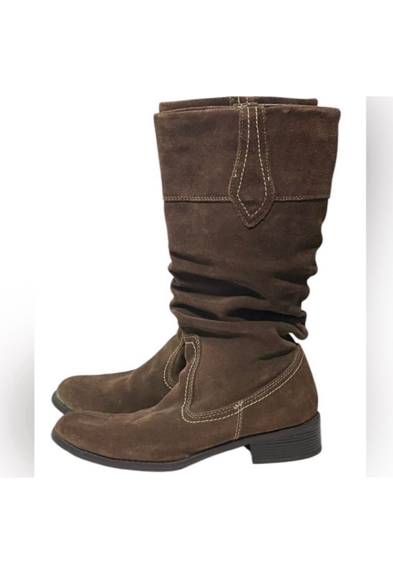 Merona Brown Boots Rugged Sole Durable Suede type slouch Design