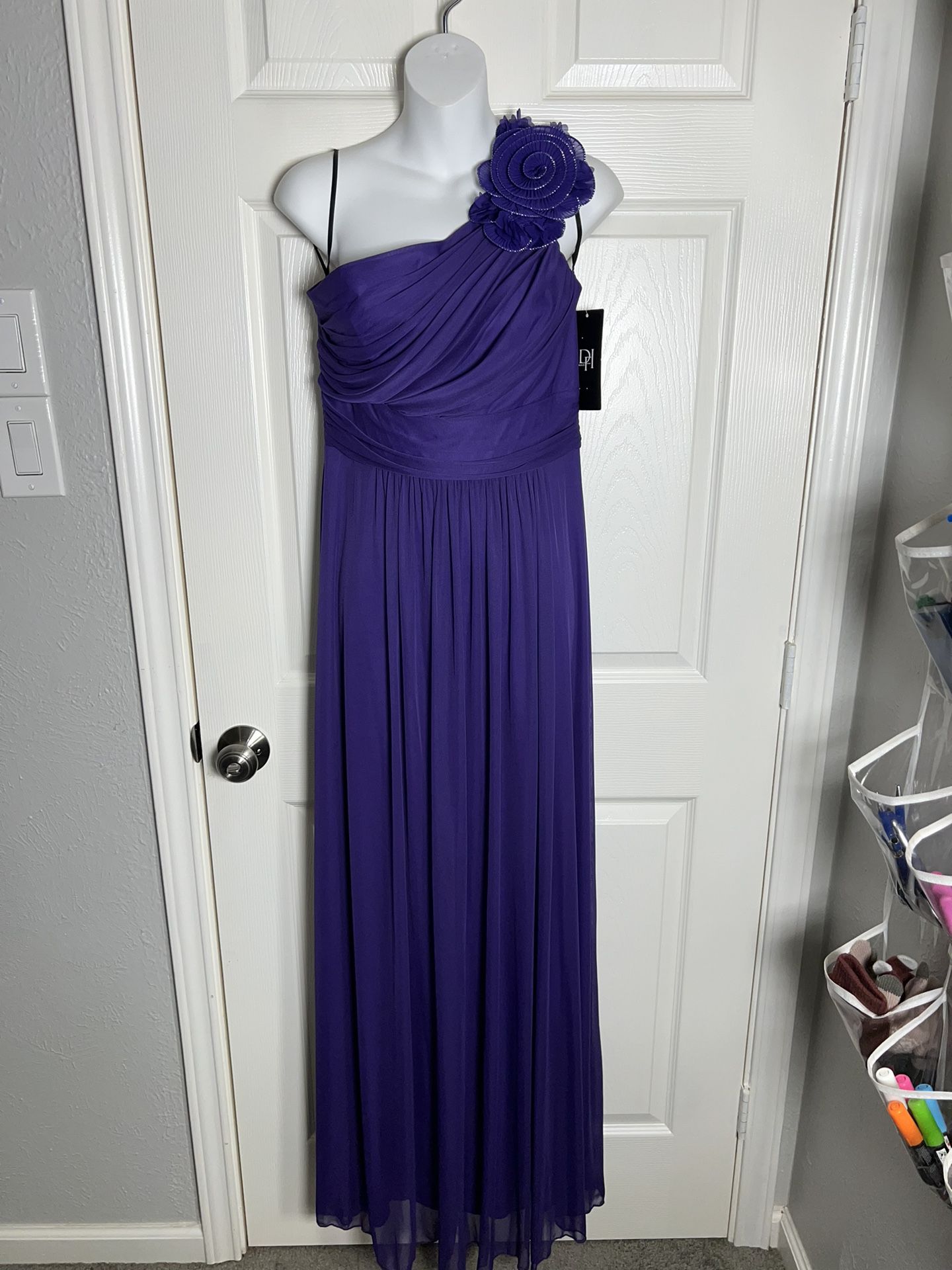 Purple One Shouldered Full Length Evening Gown