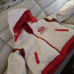 San Francisco 49ers  White/ Red Reversible Hoodie Coat XL