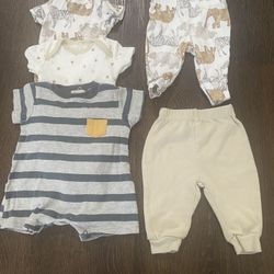 Lot Of 5 Boys Shirts And Pants Size 0/3 Months By Carters #17