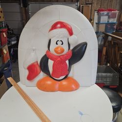 Vtg General foam Penguin Igloo Blow Mold 25"