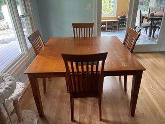 Wood Dining Table with 4 Chairs