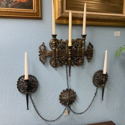 Set Of Vintage Homco Candle Holder Wall Decor 