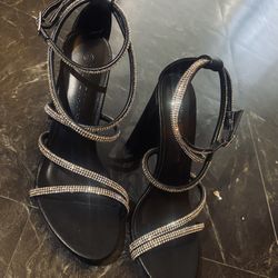 Rhinestone Black Heels
