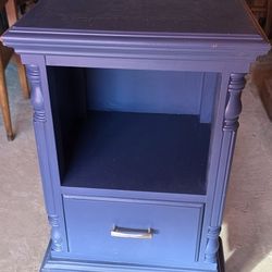 Cute Blue Side Table Solid! Vintage!!