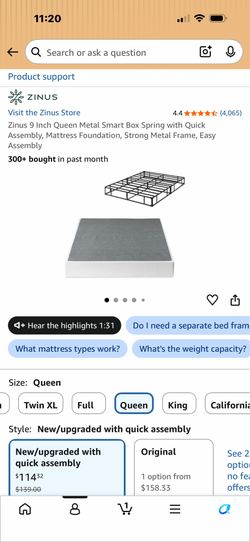 Zinus 9 inch metal box spring- Queen size