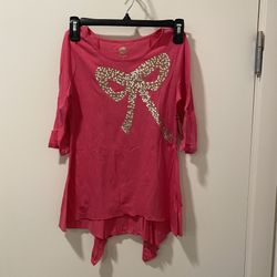 New Girls Total Girl Tunic Top Pink Bow Size L 10 12