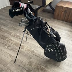 Callaway golf Big Bertha X-12 Irons, 3-9, P, S, 2 putters, 10 deg driver, Adam’s Tight Lies 16 deg Air Assault, great carrying bag, Great Used Cond.