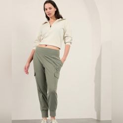 Athleta Venice Cargo Jogger Sculptex Fabric Olive Small New