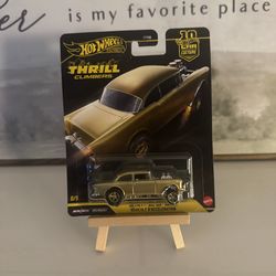 Hot Wheels Thrill Climbers '55 Chevy Bel Air Gasser Gold Real Riders Car Culture