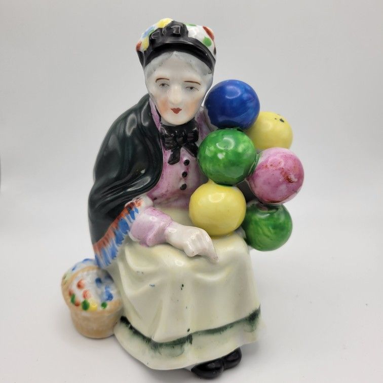 Vintage Porcelain Balloon Lady 5.5" Tall Hand Painted Occupied Japan 1(contact info removed)