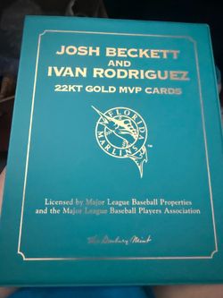 22kt gold Josh Beckett and Ivan Rodriguez Danbury mint baseball cards