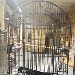 XXLarge Strong 40” x 30”x 70”H Parrot Bird Dome Top Perch Stand Rolling Cage 