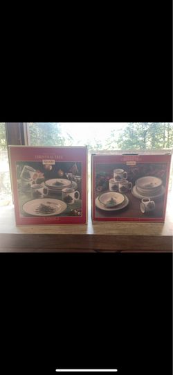 Two Spode Christmas Tree Dinnerware Sets!