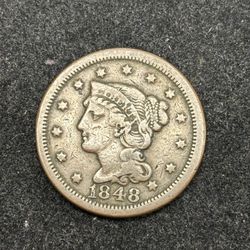 1848 Braided Hair Large Cent -- COOL PRE-CIVIL WAR COIN!