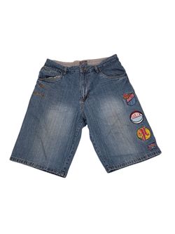 VTG Y2K Platinum FUBU x Harlem Globetrotters Denim Jorts Size 38