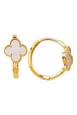 Earrings Yellow Gold 14k. Clover