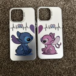 new stitch & angel couple matching phone cases for iPhone 14 Pro Max