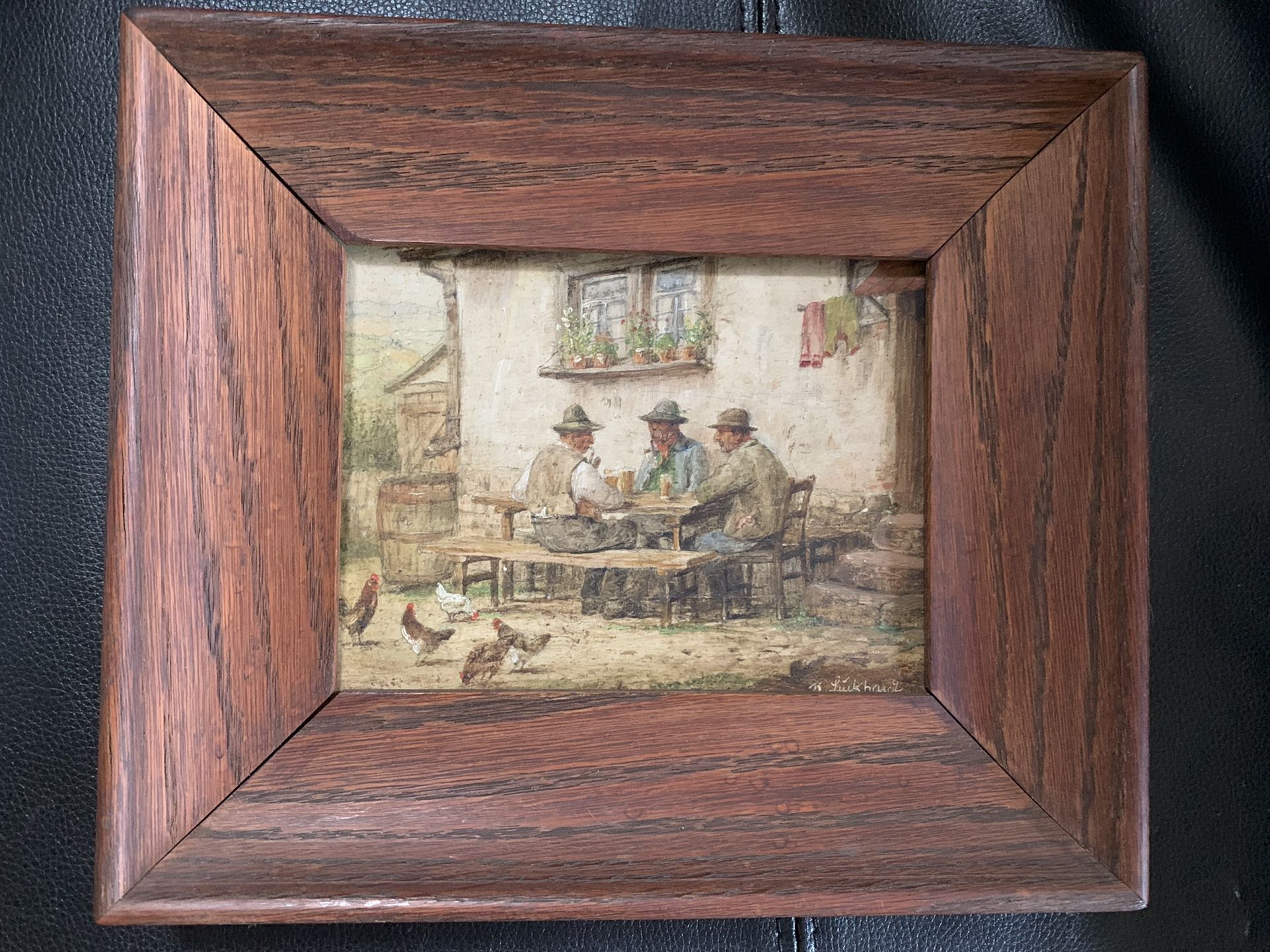 Vintage Karl Luckhardt Oil Painting "Men Seated at Table"