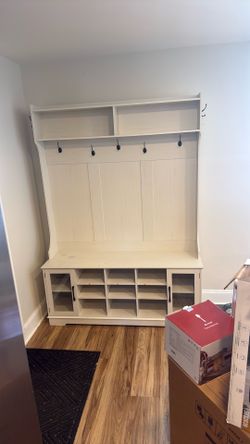 Mud room shoe rack with hooks