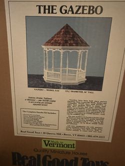 The Gazebo Miniature Model G12   Real Good Toys miniature gazebo kit, 13 1/4" diameter, 16" tall. Includes pre-cut parts and assembly instructions.