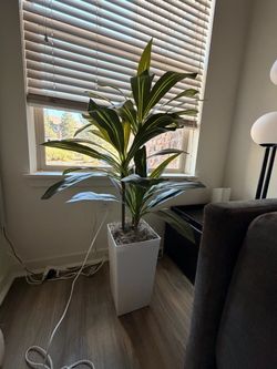 48 inch fake plant with white planter