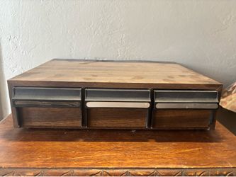 Vintage 3-Drawer Faux Woodgrain Cassette Tape Storage Cabinet Case