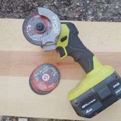 RYOBI One + Brushless Compact Cut Off Tool w/ 4Ah Battery & Discs - Like New -    $60