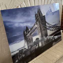 London Tower Bridge Glass Wall Decor 47”Lx31.5”H