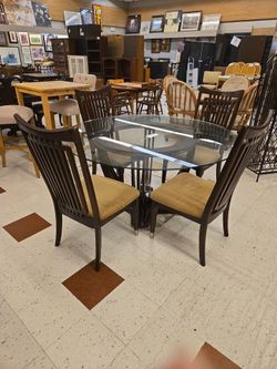 Glass Top Dining Table w/ 4 Chairs