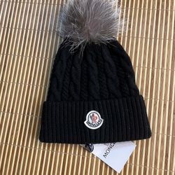 Moncler Black Knit Pom-Pom Beanie