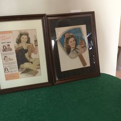 Pair vintage matted and framed with glass Shirley Temple royal crown soda advertising pieces