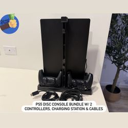 PS5 - PlayStation 5 Disc Black Console Bundle 🎮 | 2 Controllers & Cooling Station