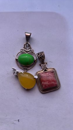 3 Sterling Silver 925 Gemstone Pendants – Beautiful Vintage Style