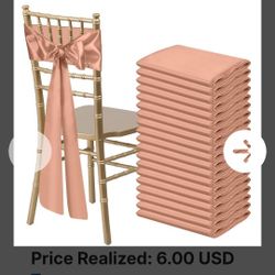 Bouiexye 50 PCS Rose Gold Satin Chair Sashes Bows