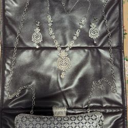 Silver Purse & Earrings Set