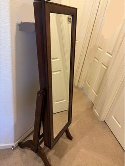 Standing Vanity Mirror with Jewelry Storage