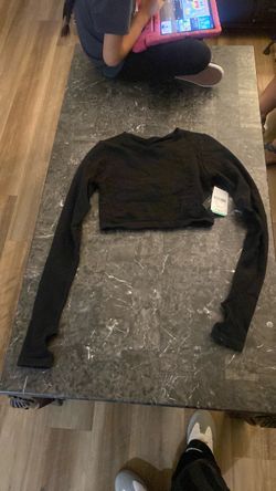 Black Long Sleeve Crop Top with Tags