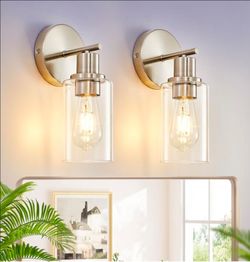 Set of Two: Modern Bathroom Vanity Light Fixtures - Nickel