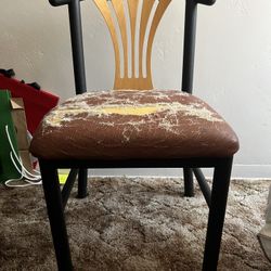 Metal Chair with Wood Back & Cushion 