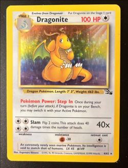 Vintage Fossil Dragonite Holo Pokémon Card 4/62