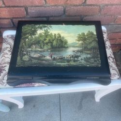 Antique Hand painted Silverware Box 