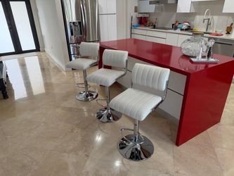 Set de 3 sillas de acero inoxidable