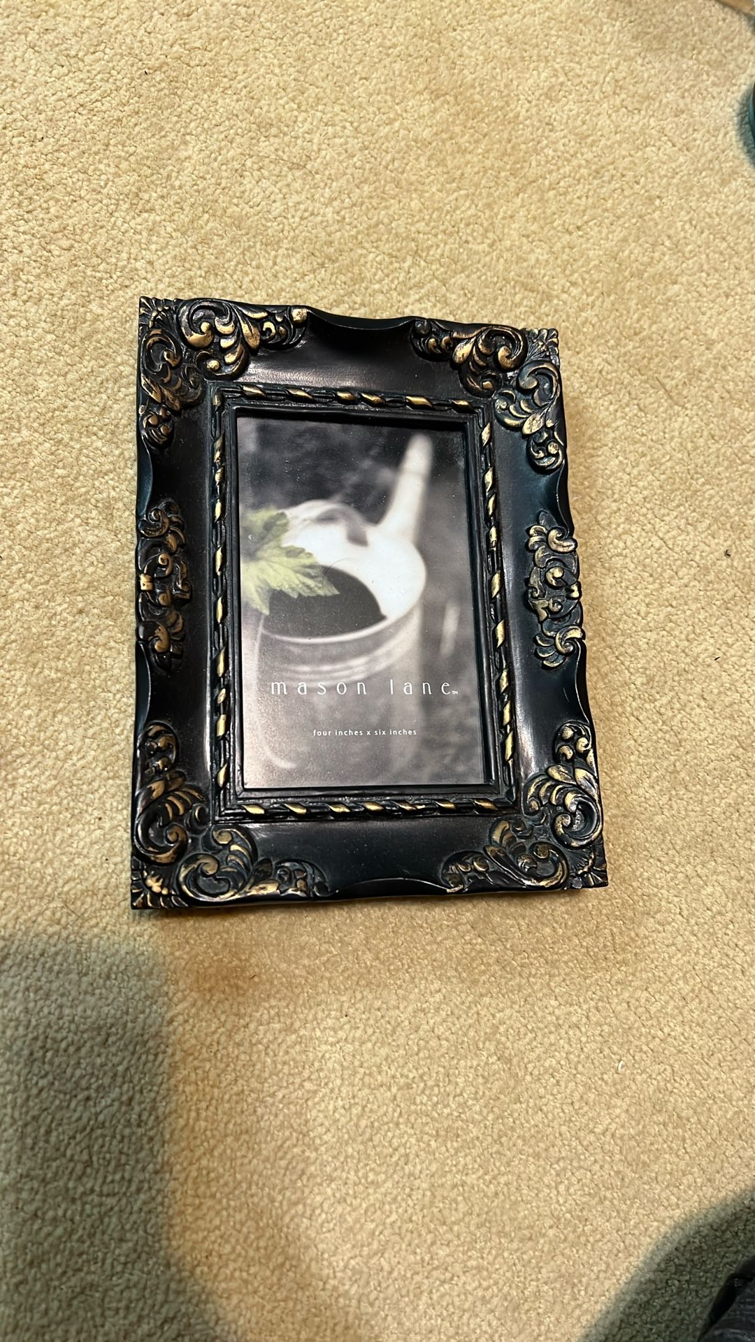 Vintage Ornate Wooden 6" * 4" Picture Frame with Repousse Pattern, Handcrafted.