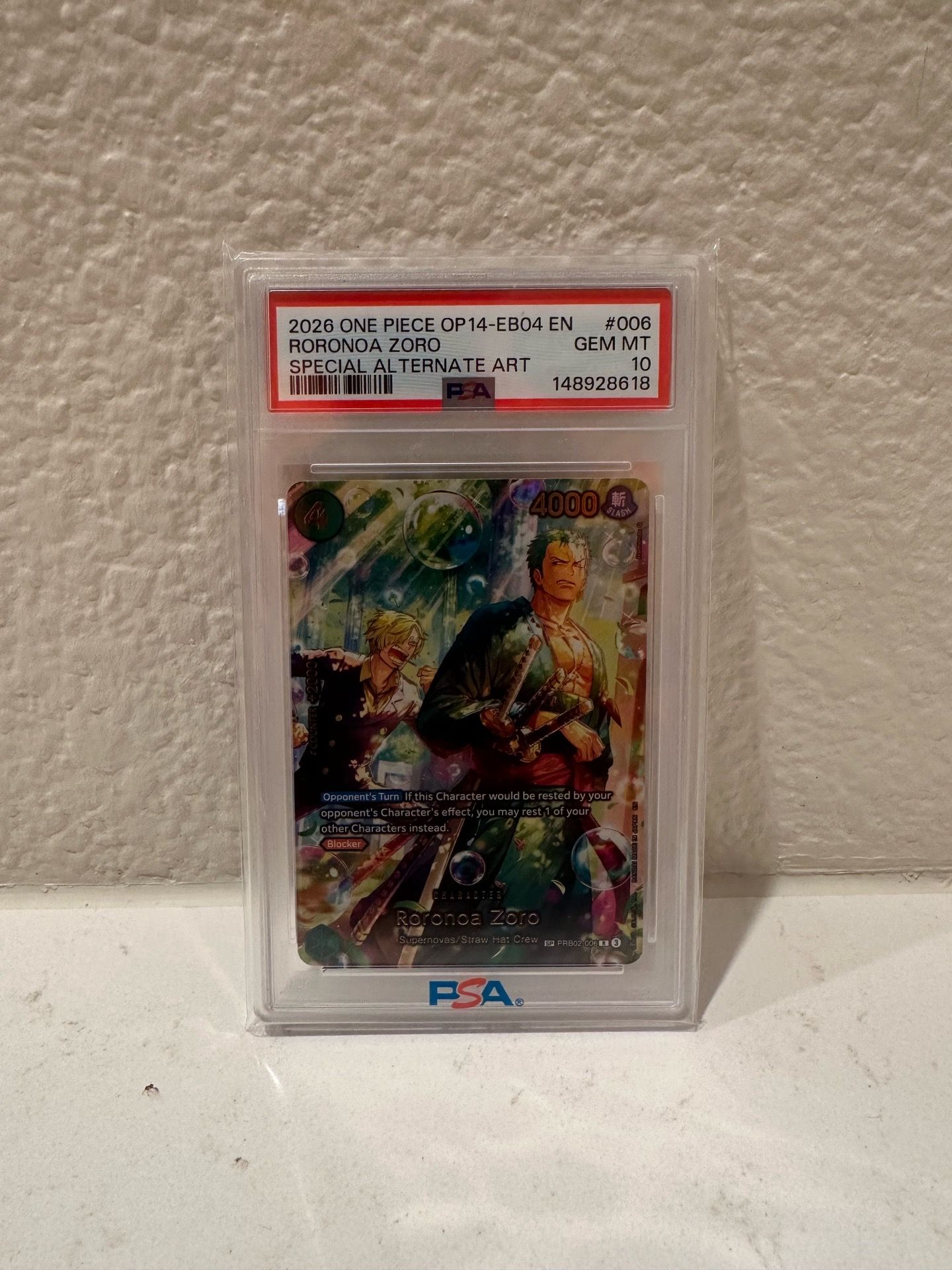 PSA 10 Roronoa Zoro - PRB02-006 (SP) (Alternate Art)