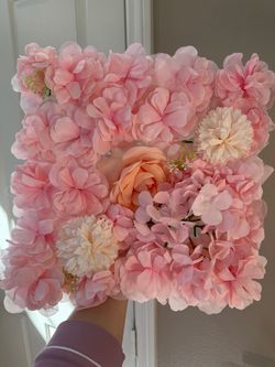Pink Artificial Flower Wall Panel