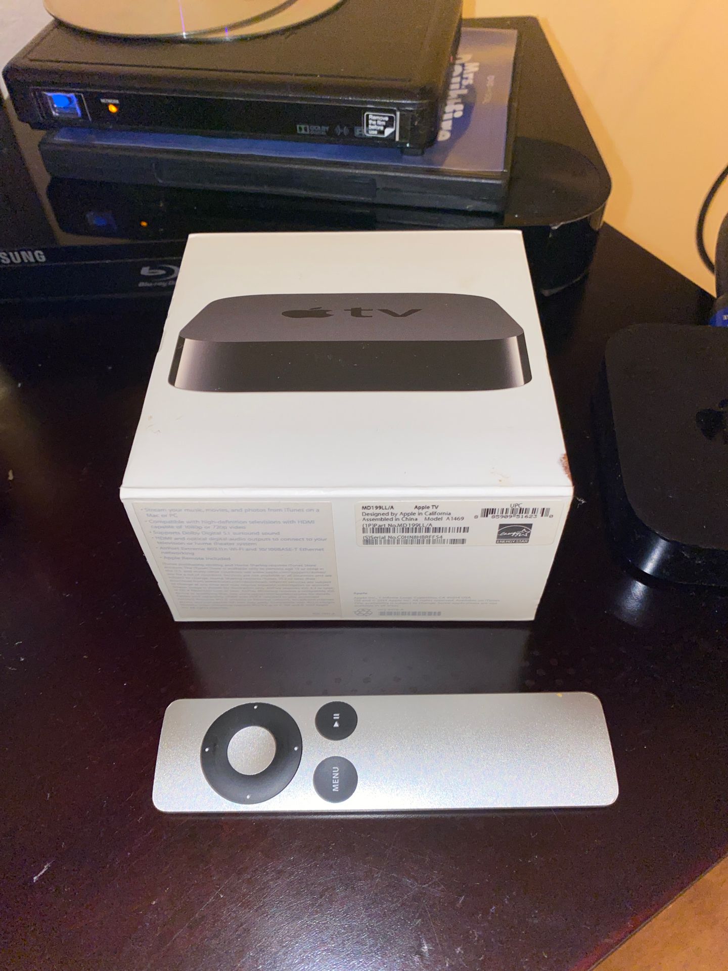 Apple TV (3rd generation) digital media streamer- 8 GB HD , model A1469. Condition is Used. Includes Original box, Apple TV original remote control a