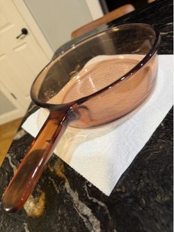 Corning Visions Amber Glass Skillet | Vintage French Made Frying Pan (No Lid)