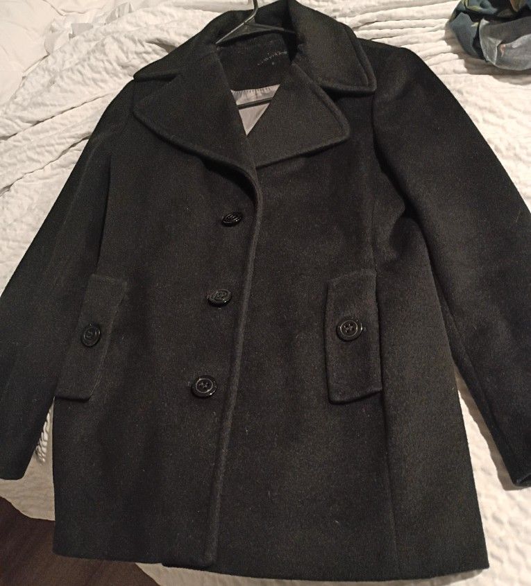 Calvin Klein Black Wool Jacket Coat