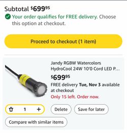 Jandy RGBW Watercolors HydroCool 24W LED Pool Light